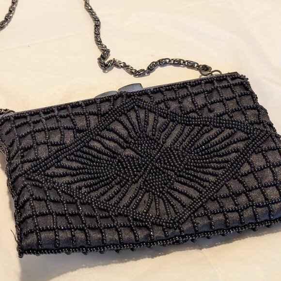 Party Dance Cross over Beaded bag Black Cocktail Elegant and can fit your cell - Picture 1 of 9